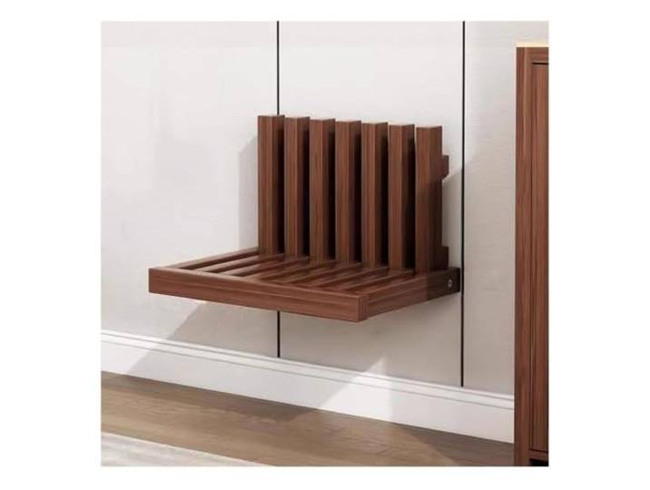 PQPQLI Klappbarer Nachttisch Zur Wandmontage, Platzsparende Ablage Moderner, Schlichter Beistelltisch, Auch Als Sitzhocker Zum Schuhewechseln Nutzbar(Walnut)