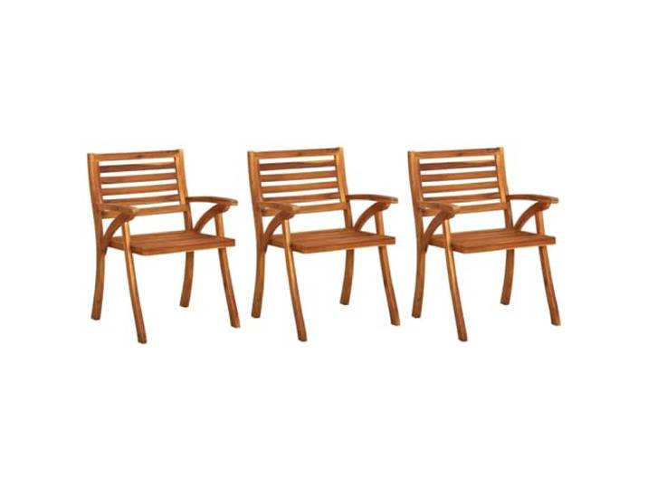 ZQQLVOO Akazienholz Essstühle 3er Set mit Sitzkissen Massivholz, Robust, Stabil, 110 kg Belastbar, Kissen mit Befestigungsbändern