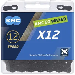 KMC Fahrrad Kette X12 WAXED 12-fach schwarz 126 Glieder, 1/2 x 11/128""