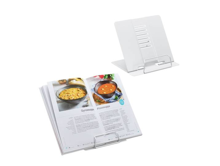 Buchständer 2er-Set höhenverstellbar Weiss