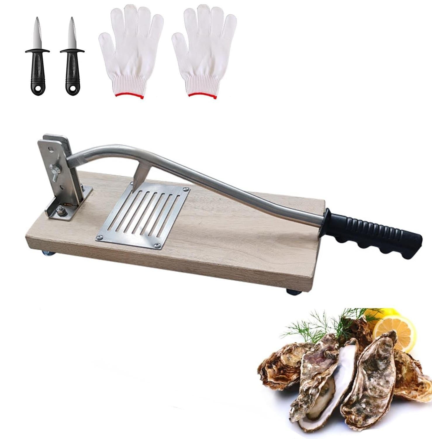 Merkloze Oestersnijder Set van RVS en Hout
