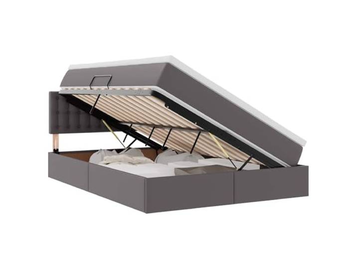 KKgypkn Modernes Kunstlederbett mit Stauraum und LED, 140x190 cm, in Grau