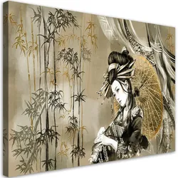 LEINWANDBILD Geisha und Bambus 100x70cm
