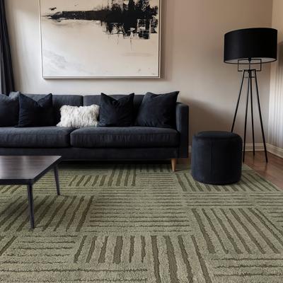 World Rug Gallery Basket Weave Power Loomed Soft Shag High-Low Indoor Area Rug