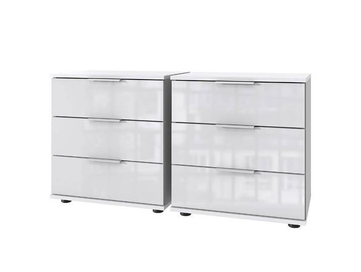 Table de chevet 58cm Lot de 2 Blanc/Blanc