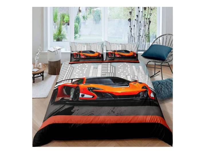 LuxusKollektion Jugendbettwäsche Bettwäsche 3D Sportwagen 155x220cm Microfaser