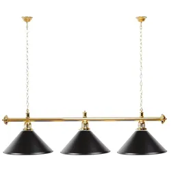 Billard Lampe 3 Schirme Schwarz / goldfarbene Halterung