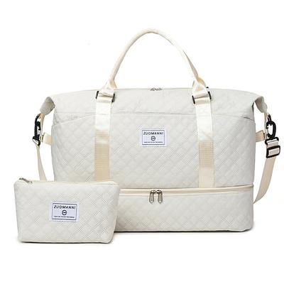 Weekender-Reisetasche-Set für Damen, 2-teilige gesteppte Tragetasche mit Schuhfach und Kosmetiktasche, Handgepäck mit großem Fassungsvermögen für Krankenhaus, Kurztrip, Fitnessstudio, Schwangerschaft