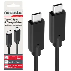 Essential USB 2.0 Type-C > USB Type-C Datenkabel, 1 m, schwarz