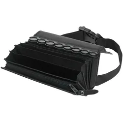 HMF Kellner Geldbörse aus Leder mit verstellbarem Gürtel, Kellnertasche mit Euro-Geldwechsler und Reißverschlussfach, 20,5 x 10 x 6,5 cm, Schwarz