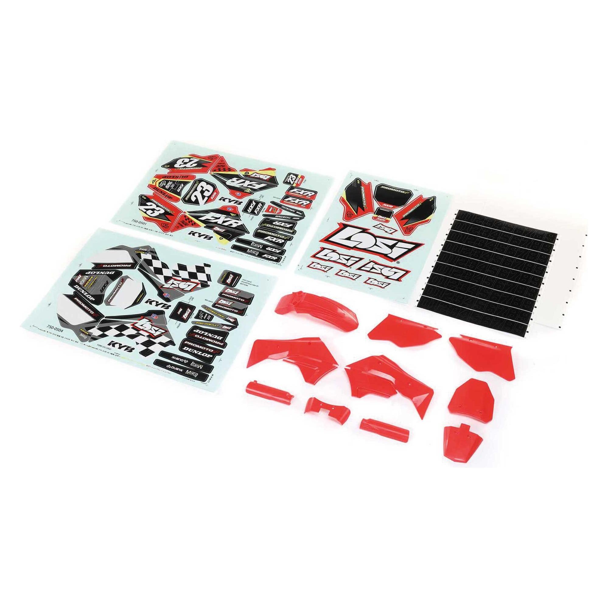Losi Red Plastics with Wraps: Promoto-MX (LOS260000)