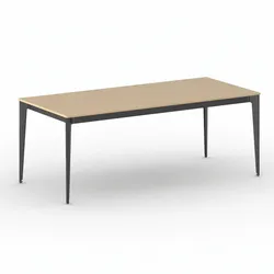 Bürotisch PRIMO ACTION 200x90 cm, schwarzes Metallgestell, Buche