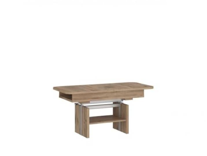 Couchtisch Cortado 03 ausziehbar Hubfunktion Ablage 110-150x65x56-72 cm Blatt anhebbar und ausziehbar für Essen oder Laptop, offene Ablage für Fernbedienung, pflegeleichte Laminat Oberfläche