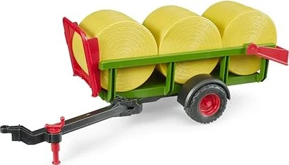 Bruder Self loading bale trailer with 3 round hay bales