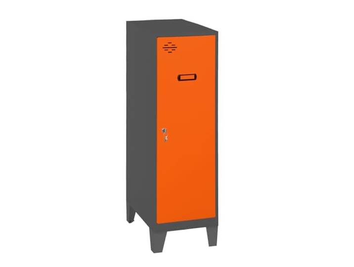 Simon Rack Simonlocker Kommode, klein, 1015 x 300 x 500 mm, Amario aus Metall, mit Schlüssel, Anthrazit/Orange