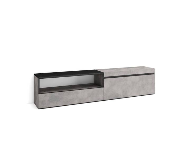 Meuble tv effet bois ciment 200x35x45cm