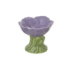 HOME STORY Kerzenhalter Blüte   , lila/violett , Porzellan , Maße (cm): B: 8,7 H: 7,4