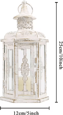 Inspire Picks Vintage Metal Hanging Lantern Candle Holder Decorative Indoor & Outdoor Wedding Lantern 1pc A(white)