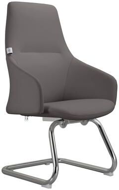 LeisureMod Celeste Modern Leather Sled Base Office Chair - Steel Chrome Frame, Fixed Armrests, 330 lbs Capacity