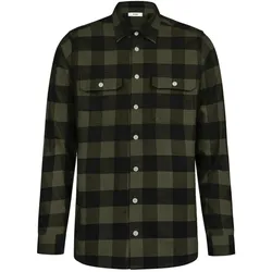 Flanellhemd "Horst" - 3XL - oliv/schwarz