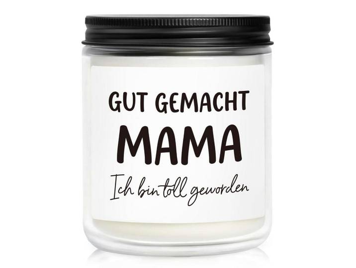 Duftkerze Mama Geschenk 35h Brennzeit Sojawachs, Schwarz, Paraffin, 8.8 cm, Dekoration, Kerzen & Kerzenhalter, Duftkerzen