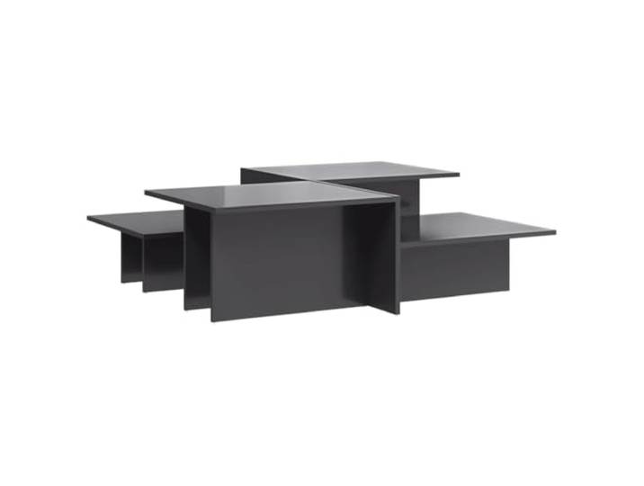 Couchtische 2 Stück, Hochglanz Grau Grau Hochglanz, Holzwerkstoff, glatte Oberfläche, zwei Tischplatten, verschiedene Höhen, leicht zu reinigen