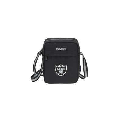 Umhängetasche TRAVELITE "travelite x NFL Crossbody Bag", Damen, Gr. B/H/T: 17cm x 22cm x 6cm, schwarz (las vegas raiders), Textil, Taschen Umhängetasche, Unisex Schultertasche, Crossbodybag mit verstellbarem Schultergurt