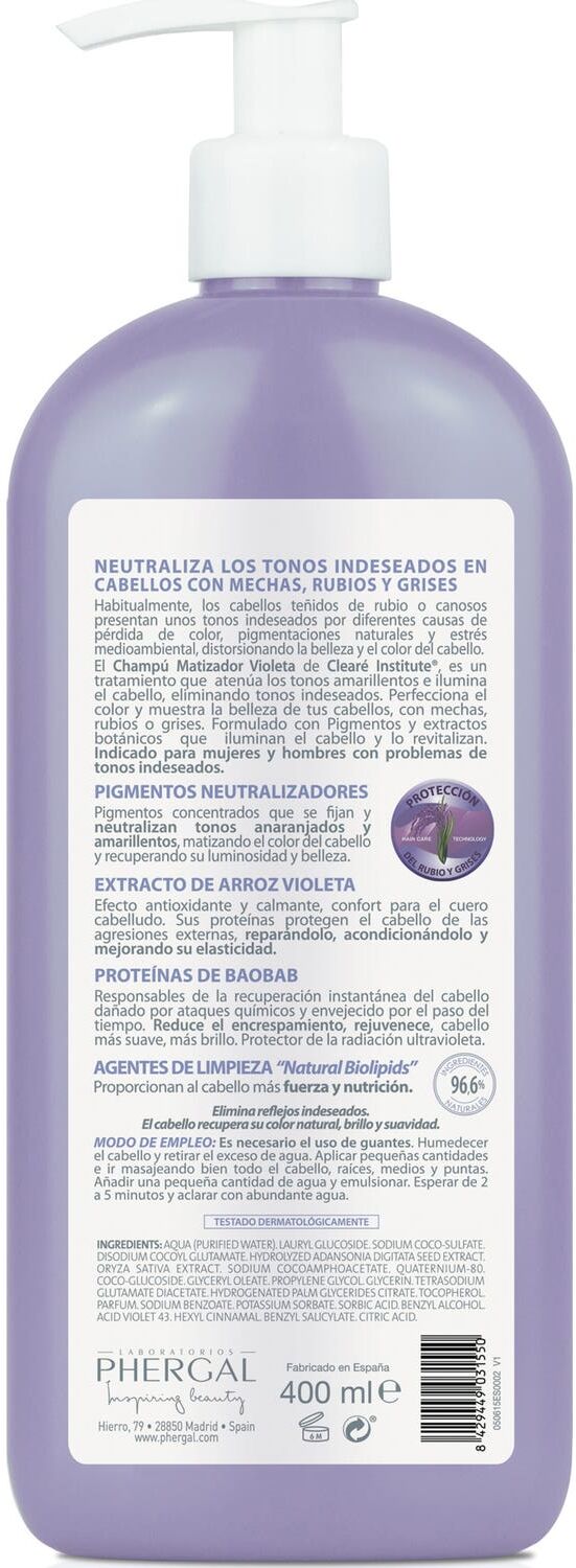 CLEARÉ INSTITUTE Champú Matizador Violeta 400 ml