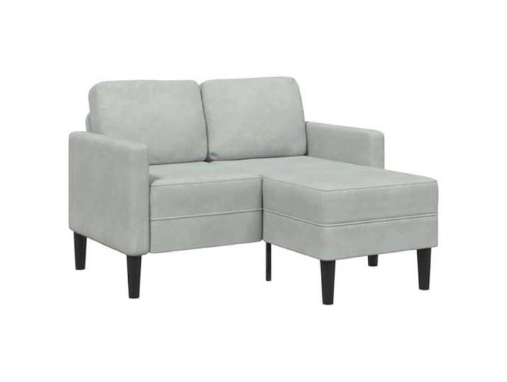 KUTYWEXFM 2-Sitzer Sofa mit Chaiselongue L-Form Samt Couch Hellgrau 125 cm Kompaktes Ecksofa aus Samt mit Chaiselongue und stabiler Holzkonstruktion für kleine Wohnzimmer und Jugendzimmer.