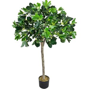Decovego Kunstpflanze Schefflera Arboricola, Kunstbaum im Topf, mit Echtholzstamm, Höhe 120 cm