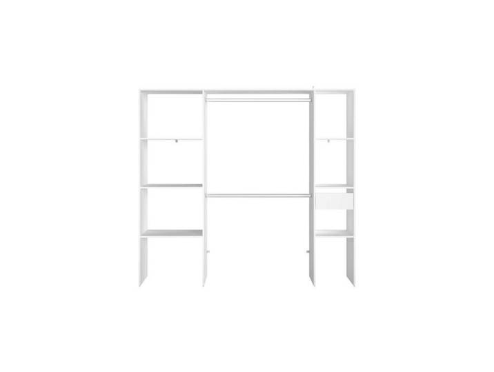 Elysée - Dressing blanc avec 6 étagères 1 tiroir et 2 penderies : 198 x 40 x 180 cm