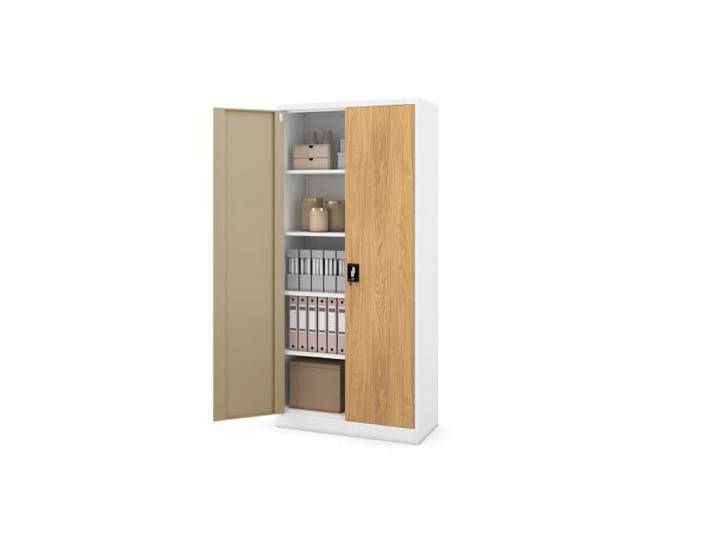 JAN NOWAK Armoire métallique de bureau Eco Design JAN H 195 Blanc / Chêne doré