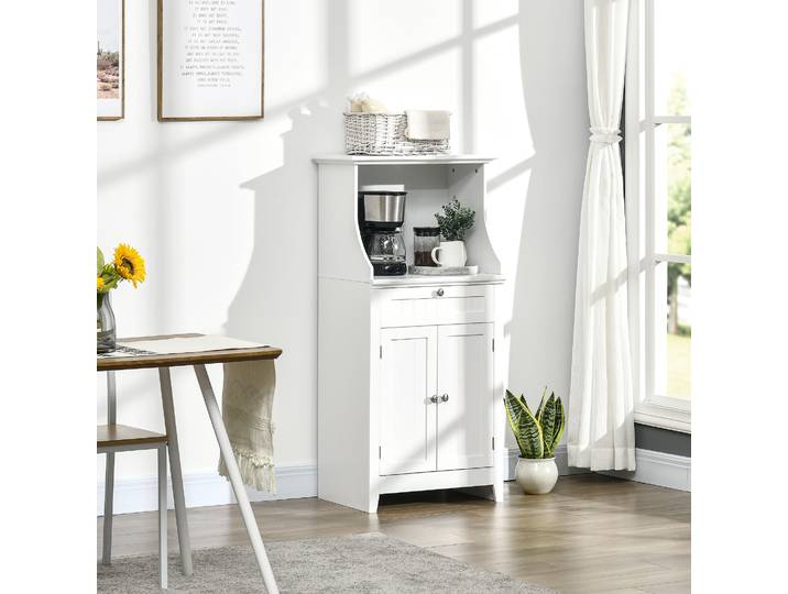 HOMCOM Armoire Cuisine Micro-Ondes MDF Blanc 122,5cm