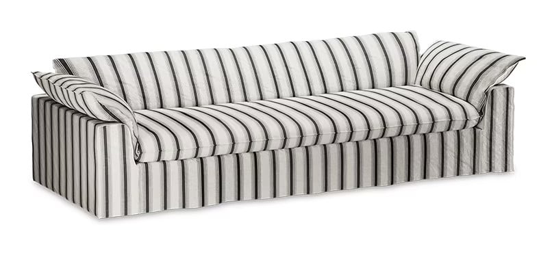 HKliving Hoes voor Bank Nomad 305cm, Rocco Chalkstripe - Zwart/Wit