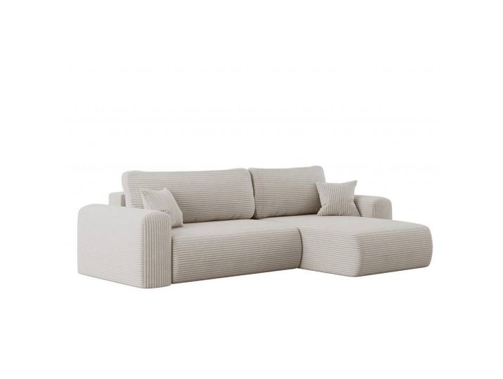Kaiser Möbel Ecksofa Mit Schlaffunktion und Stauraum für Bettzeug Capri Stoff Poso Beige Rechts, L-Form,L-Form, 272x145 cm, Wohnzimmer, Sofas & Couches, Wohnlandschaften, Ecksofas