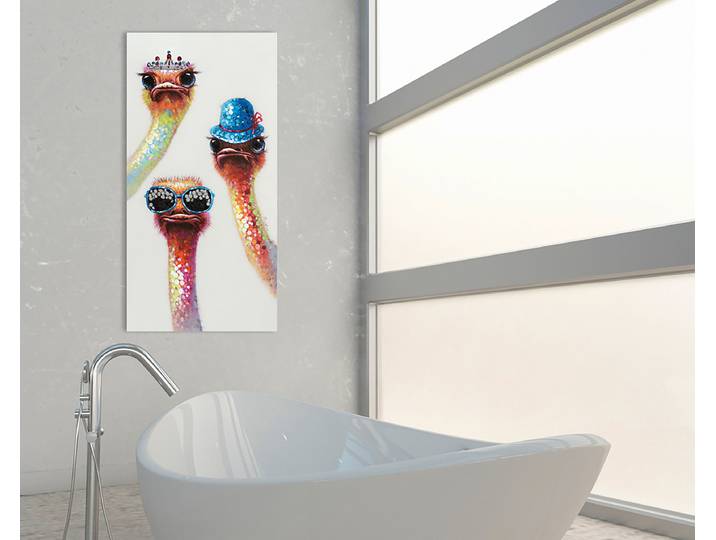 Leinwandbild Fröhliche Strauße Mischgewebe Multicolor 65 x 120 x 3cm