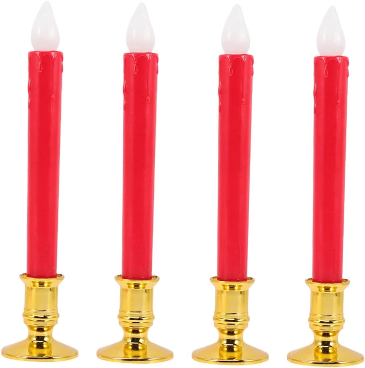 Set van 4 rode LED decoratieve kaarsen met realistisch flikkerlicht voor sfeerverlichting
