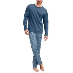 Calida Relax Streamline Long Pyjama Blau Baumwolle Medium Herren