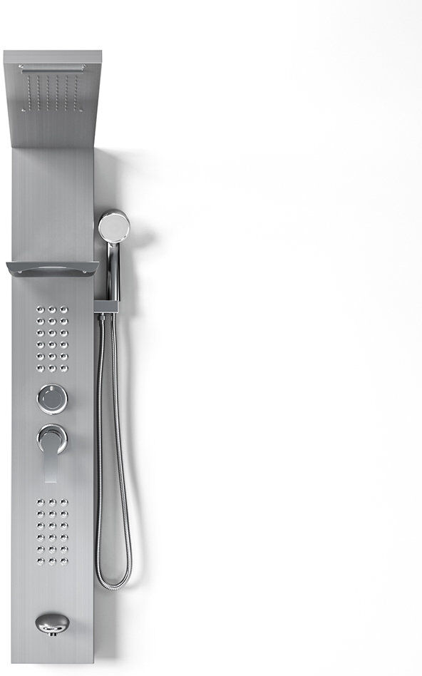 Belfry Bathroom Restivo Shower Tower Panel Silver 126cm H