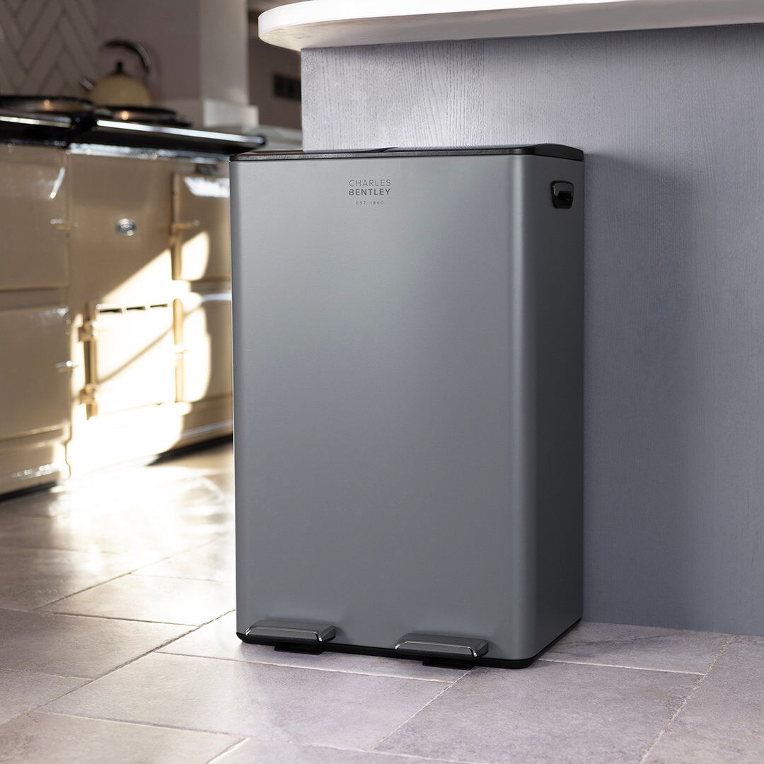 Charles Bentley Step On Multi-Compartment Rubbish & Recycling Bin Grey