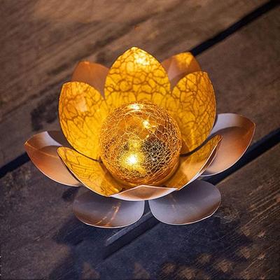 Snug & Styled Lotus Solar Courtyard Lamp Outdoor Garden Solar Lights Waterproof Decorative Lamp Gold Lotus