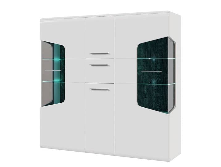 Buffet haut 155 x 150 x 41cm Blanc/Gris