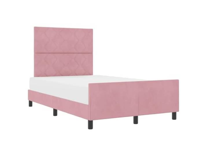 KTHLBRH Boxspringbett mit Kopfteil rosa 120 x 190 cm Samt Premium-Samt, massives Kiefernholz, Kopfteil in 2 Höhen, ohne orthopädischen Lattenrost, Verwendung im Innenbereich