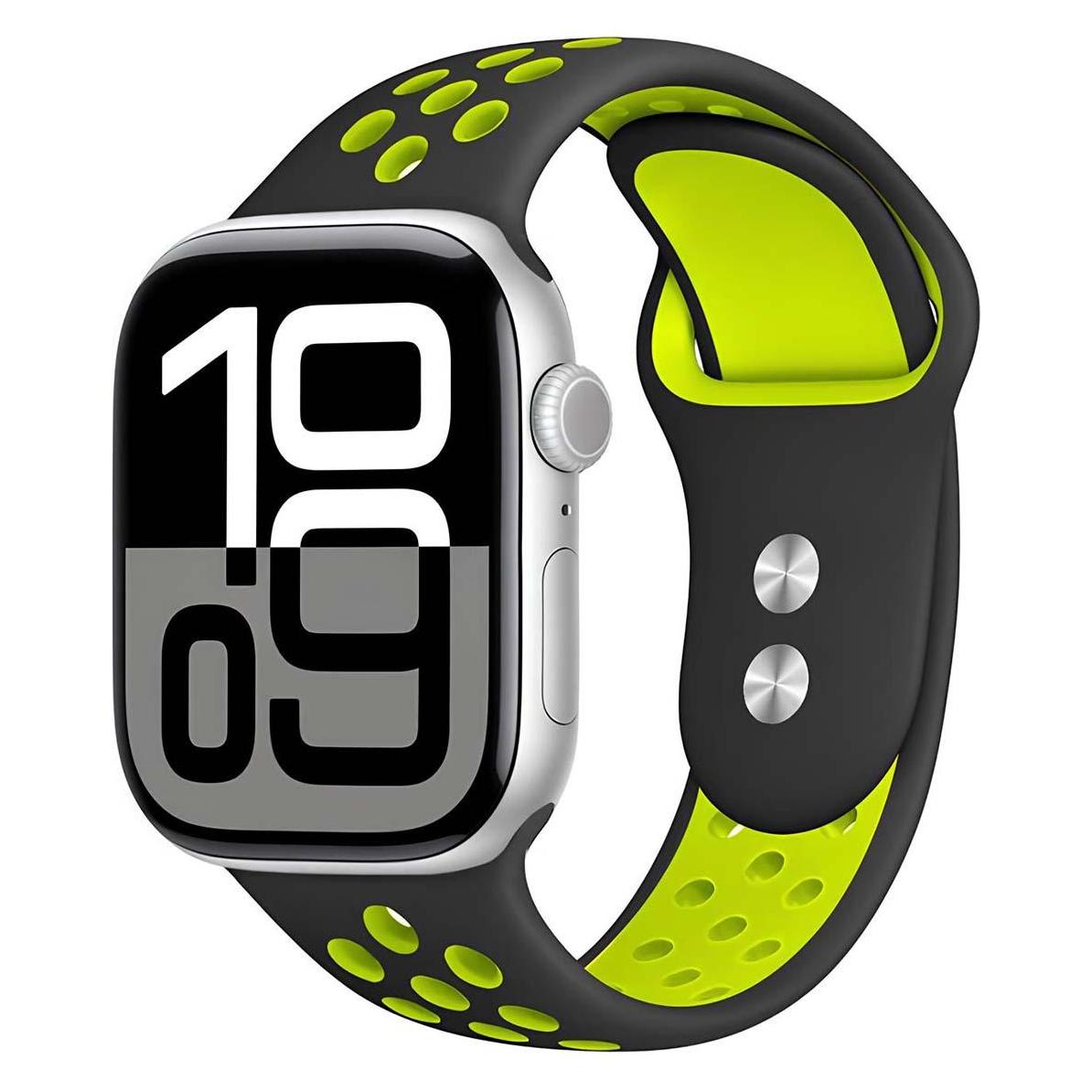 Crong Duo-Sportarmband - Apple Watch-Armband, 38 (20 mm, Silikon) (CRG-40DSB-YLW)