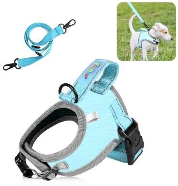 United FunAdd Reflective Dog Harness Breathable Adjustable No Pull Pet Vest With Leash blue m