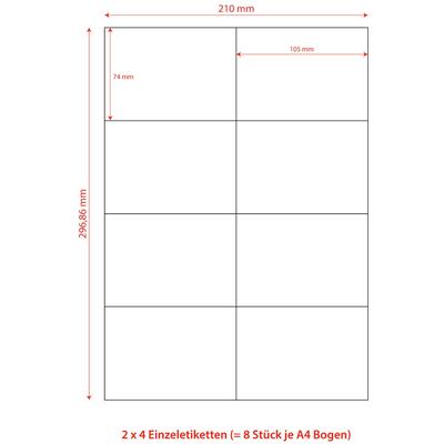 VEPATIM 800x Etiketten Labels selbstklebend weiß 105 x 74mm auf DIN A4