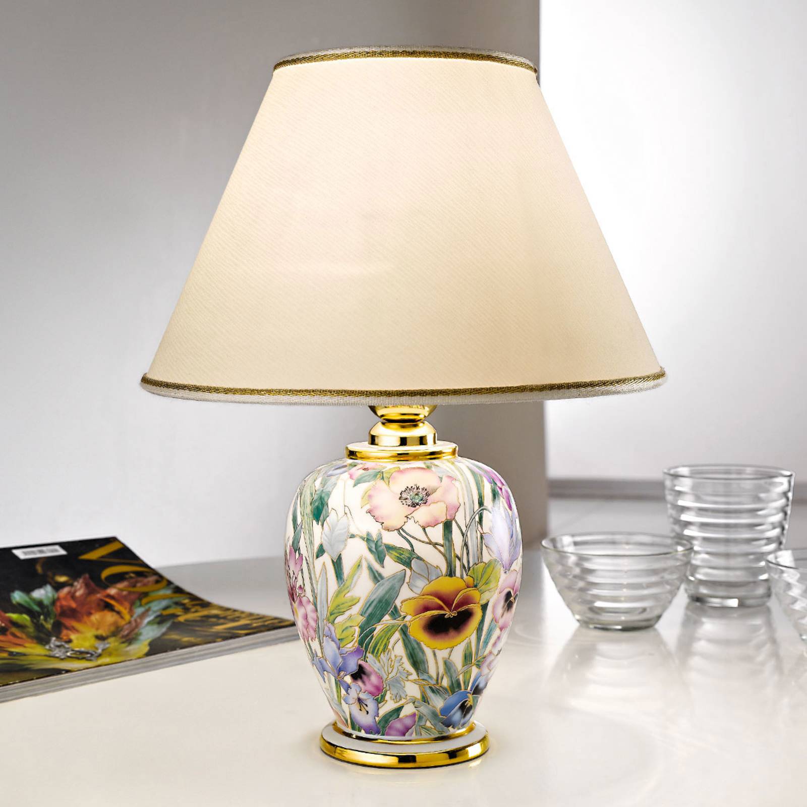 austrolux Fensterbank Tischlampe Giardino Panse, Multicolour, für Wohn- / Esszimmer, Keramik