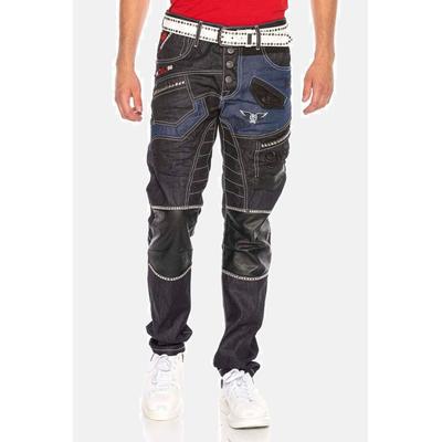 Straight-Jeans CIPO & BAXX "DENIM", Herren, Gr. 32, Länge 34, blau (rawblau), 100% Baumwolle, unifarben, figurumspielend lang, Jeans Straight-Jeans, Straight Fit-Jeans im stylischen Design, CD639