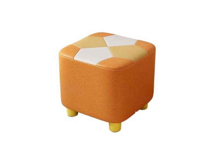 DANNMPX Sitzhocker Wohnzimmer Multifunktionaler Quadratischer Fußhocker, Atmungsaktives Gewebe, Weiches Kissen Zusätzliche Sitzplätze(Orange)