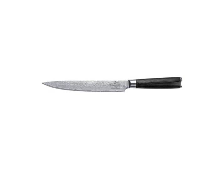 Chef Cuisine Damast Fleischmesser, 67-lagiger Damaststahl, Klingenlänge 205 mm, Schwarzes Pakkaholz, Handgeschliffen, Limited Edition